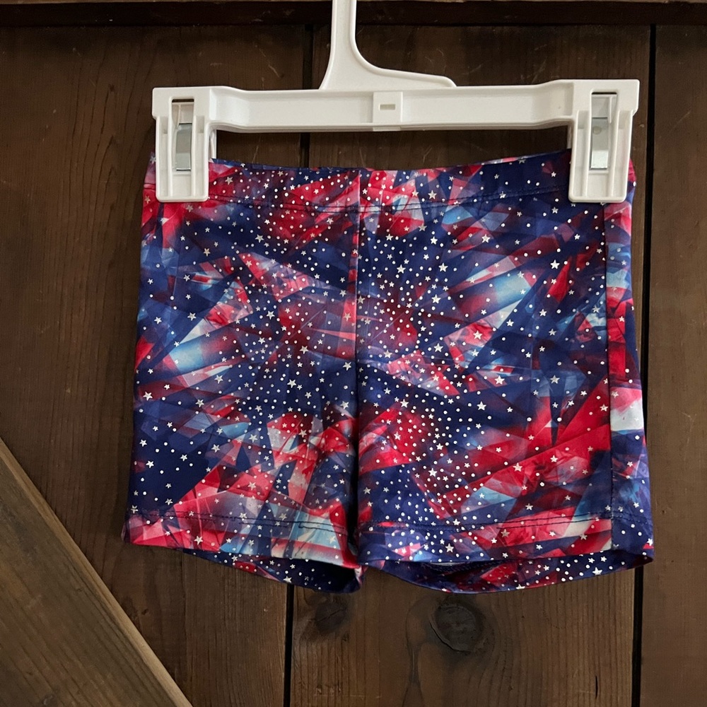 💥4/$12 Danskin Now Red, White, & Blue Soandex Shorts